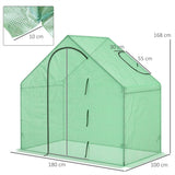 Mini Walk-in Greenhouse with Zipped Door & Rear Window – UV-Resistant PE Cover Grow House, 180 x 100 x 168cm, Green
