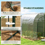 Walk-In Lean-to Wall Tunnel Greenhouse with Steel Frame & 2 Zipped Doors – 214 x 118 x 212cm, Clear & Green