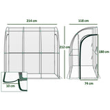 Walk-In Lean-to Wall Tunnel Greenhouse with Steel Frame & 2 Zipped Doors – 214 x 118 x 212cm, Clear & Green