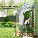 Walk-In Lean-to Wall Tunnel Greenhouse with Steel Frame & 2 Zipped Doors – 214 x 118 x 212cm, Clear & Green