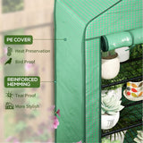 4-Tier Mini Greenhouse with Roll-up Door & Reinforced Cover – Steel Frame Plant Grow House, 90 x 49 x 160cm, Green