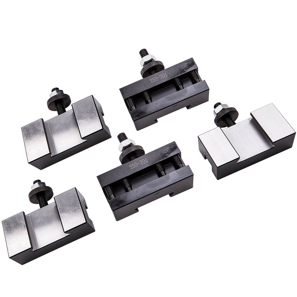 Quick Change Turning, Facing & Boring Lathe Tool Post Holder Set of 5 – Hardened Steel, Model 250-201