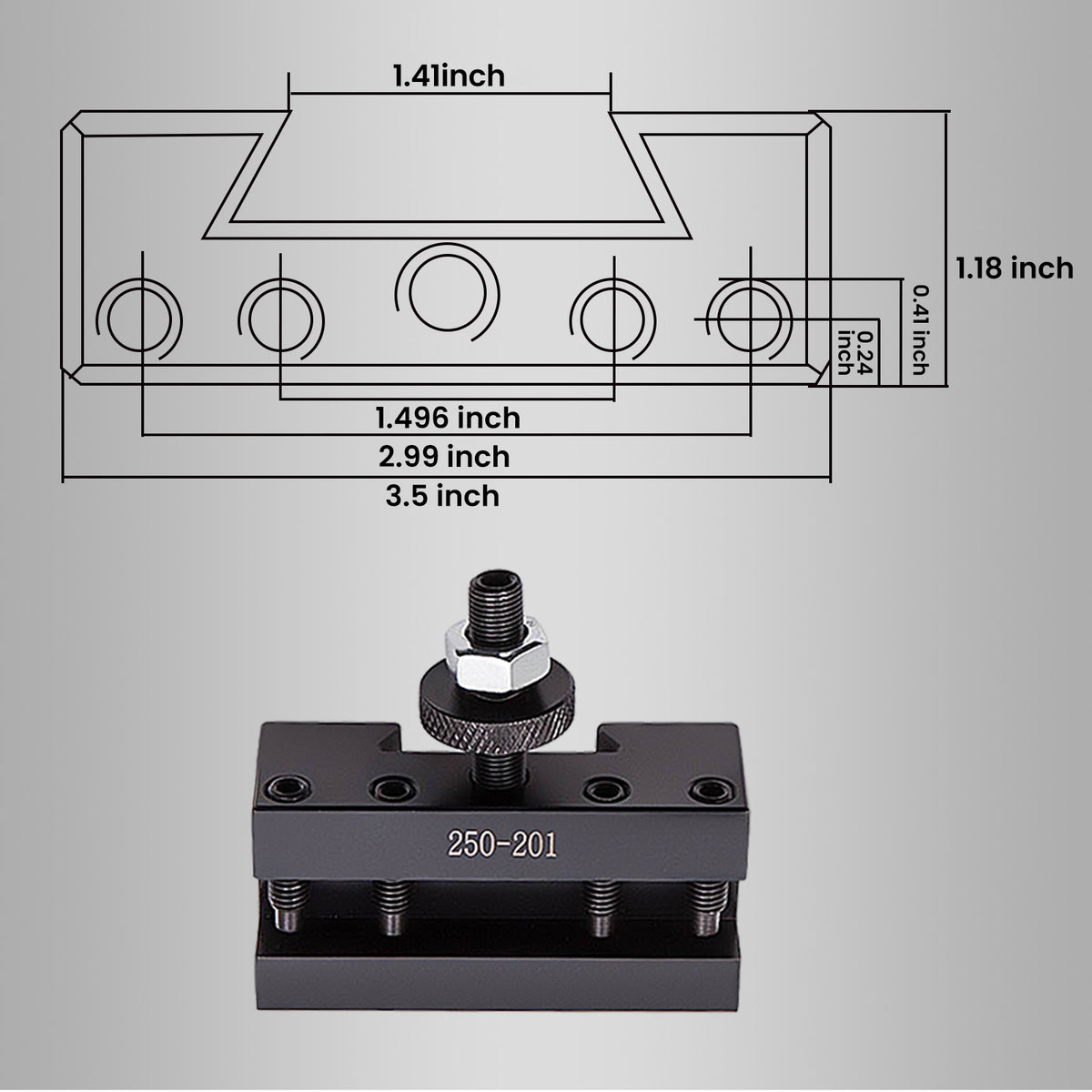 Quick Change Turning, Facing & Boring Lathe Tool Post Holder Set of 5 – Hardened Steel, Model 250-201