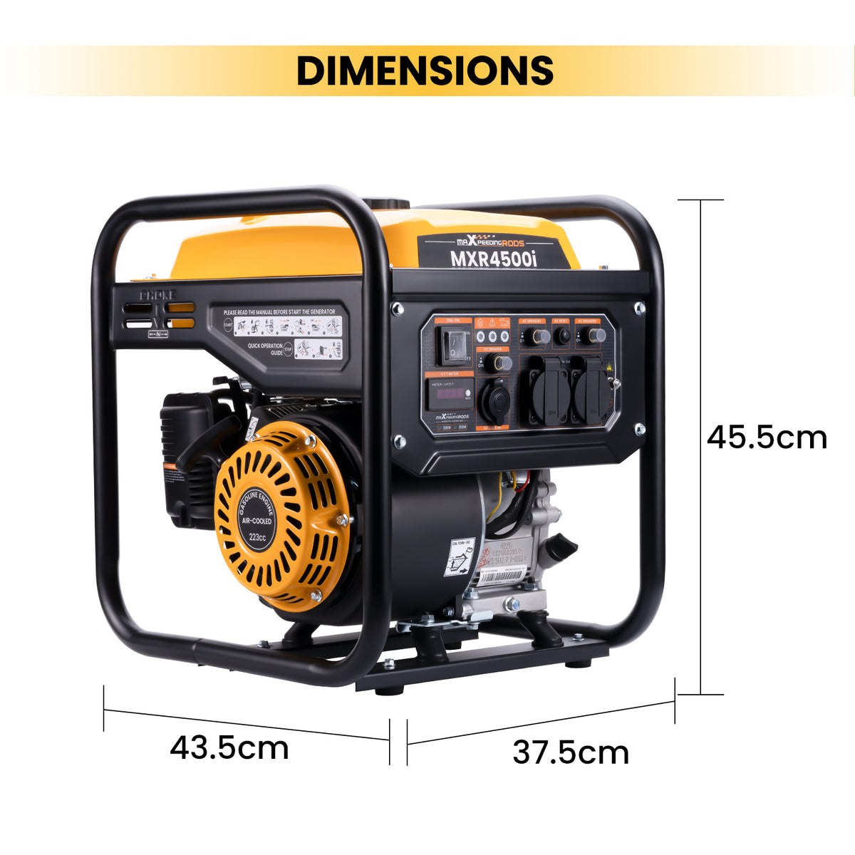 Petrol Inverter Generator 3500W Peak, 3200W Rated with Low Noise & LED Display – Portable Camping Power