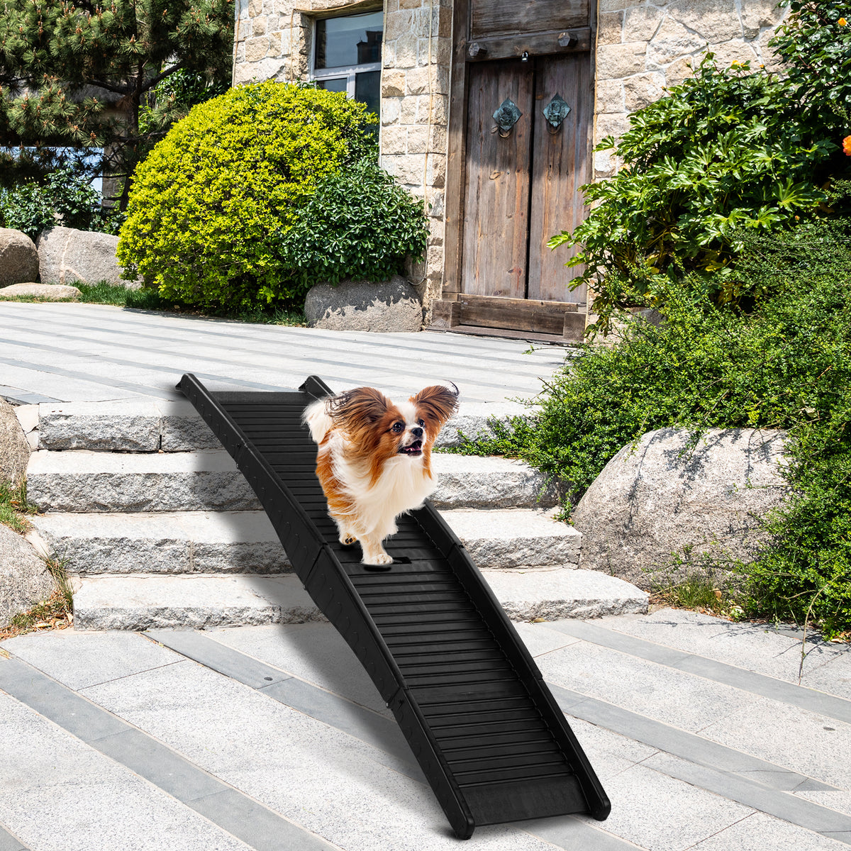 Tri-Fold Non-Slip Dog Ramp, 150cm Lightweight Portable Pet Ramp with Side Rails – For Cars, Trucks & SUVs