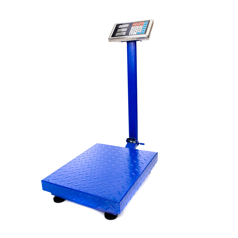 300kg LCD Digital Platform Scale with Unit Price Memory & Rechargeable Battery – Retail Weighing, Blue