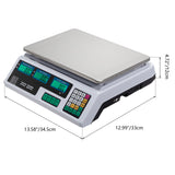 ACS-30 Digital Price Computing Scale, 40kg/5g with Backlit LCD – Retail Vegetable Scale, UK Plug, Silver