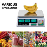 ACS-30 Digital Price Computing Scale, 40kg/5g with Backlit LCD – Retail Vegetable Scale, UK Plug, Silver
