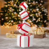 3ft Lighted Christmas Gift Box Tower with 80 Warm White Lights – Indoor & Outdoor Festive Decoration