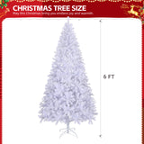 6ft Artificial Christmas Tree with 100 Warm LED Lights & 800 Branch Tips – Festive Home Decor, White
