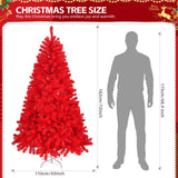 6ft Artificial Christmas Tree with 100 Warm LED Lights & 750 Branch Tips – Festive Home Decor, Red