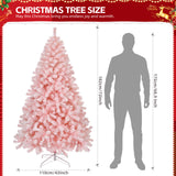 6 FT Artificial Christmas Tree with 100 Battery-Operated Warm White LED Lights, 750 Branch Tips & Metal Stand – Festive Decor, Pink