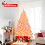 6 FT Artificial Christmas Tree with 100 Battery-Operated Warm White LED Lights, 750 Branch Tips & Metal Stand – Festive Decor, Pink