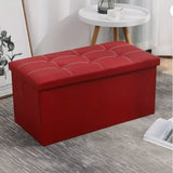 Folding Linen Storage Ottoman with Padded Seat – Toy Box, Footstool & Extra Seating, 76cm