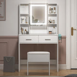 White dressing table with LED touch mirror
