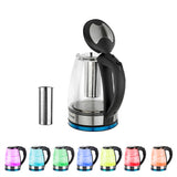 ZOKOP 1.8L Electric Glass Kettle, 2000W with 7-Colour LED Light & Auto Shut-Off – UK Plug