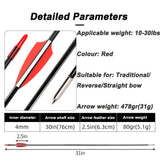 Fibreglass Archery Arrows, Pack of 30, 79cm – Target Practice Arrows for Compound & Recurve Bows, Red