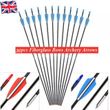 Fibreglass Archery Arrows, Pack of 30, 79cm – Target Practice Arrows for Compound & Recurve Bows, Red