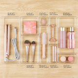 25-Piece Plastic Drawer Organiser Set in 5 Sizes – Desk, Kitchen, Fridge & Makeup Storage Dividers, Clear