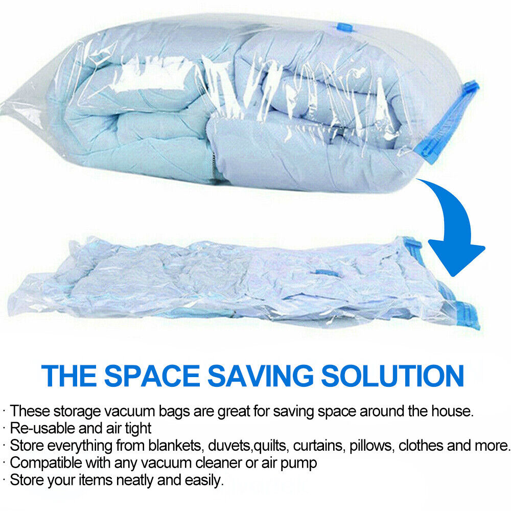 12-Pack Strong Vacuum Storage Bags with Manual Air Pump – Space-Saving Organiser for Bedding & Clothes