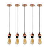 Industrial Rose Gold Pendant Light 5 Pack with E27 Holder & 95cm PVC Cable – Retro Lampshade-Ready Kit
