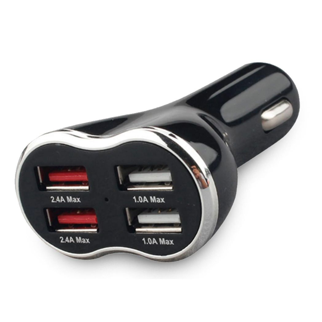 Aquarius 4-Port Universal USB Car Charger with 50W Output & LED Indicator – Fast In-Car Charging, Black