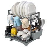 Vinsani 2-Tier Detachable Dish Drainer – Space-Saving Vertical Kitchen Drying Rack, Grey