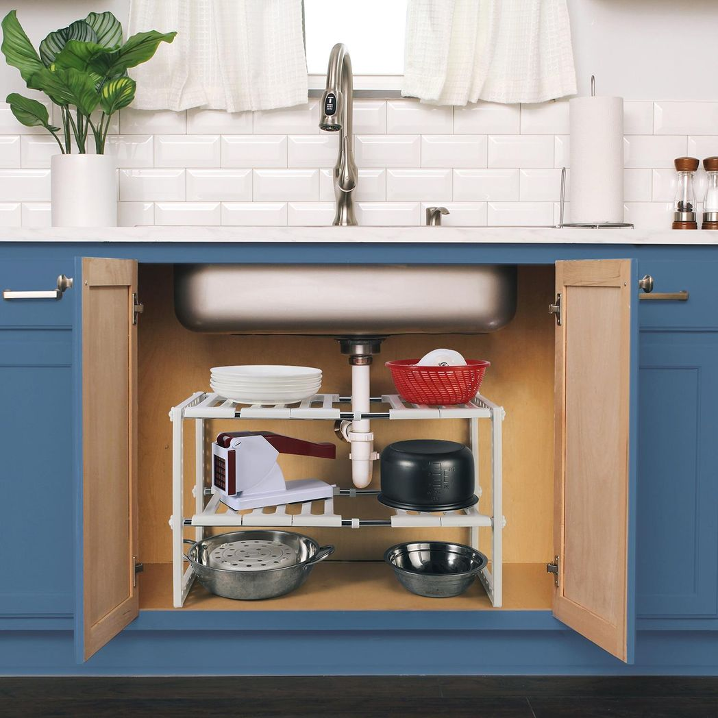 VINSANI Expandable Under Sink Caddy Rack – Waterproof Organiser for Kitchens & Bathrooms