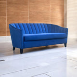 AcaciaHome 3-Seater Velvet Tub Sofa with Drop Arms and Medium-Firm Foam – Living Room Seating, Blue Velvet