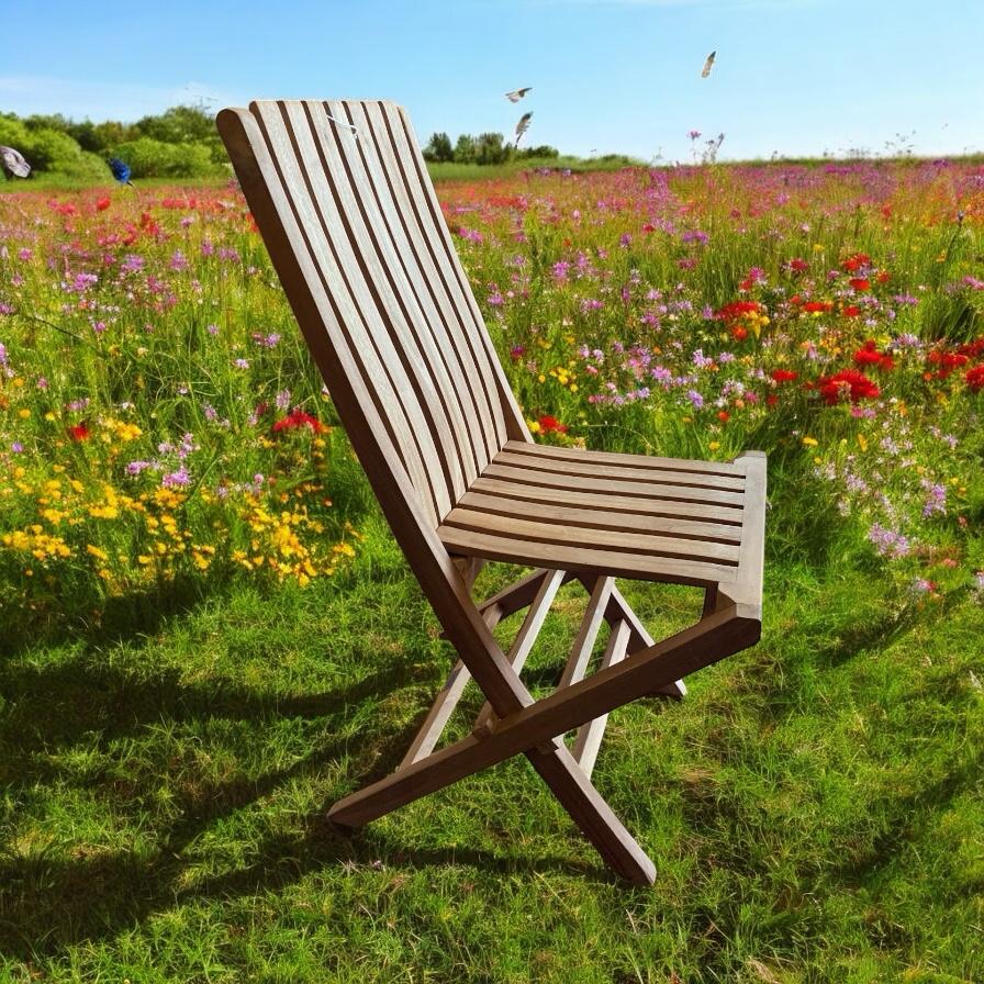 Miami Folding Teak Garden Chair – Grade A Teak Outdoor Seat, Easy to Assemble