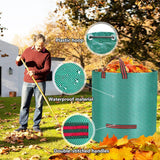 2 Pack 272L Reusable Garden Waste Bags – Heavy Duty Collapsible Woven Sacks with 4 Handles, Green