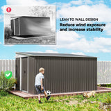 Outsunny 11.3 x 9.2ft Galvanised Steel Garden Shed with Double Doors & Vents – Heavy-Duty Storage, Grey
