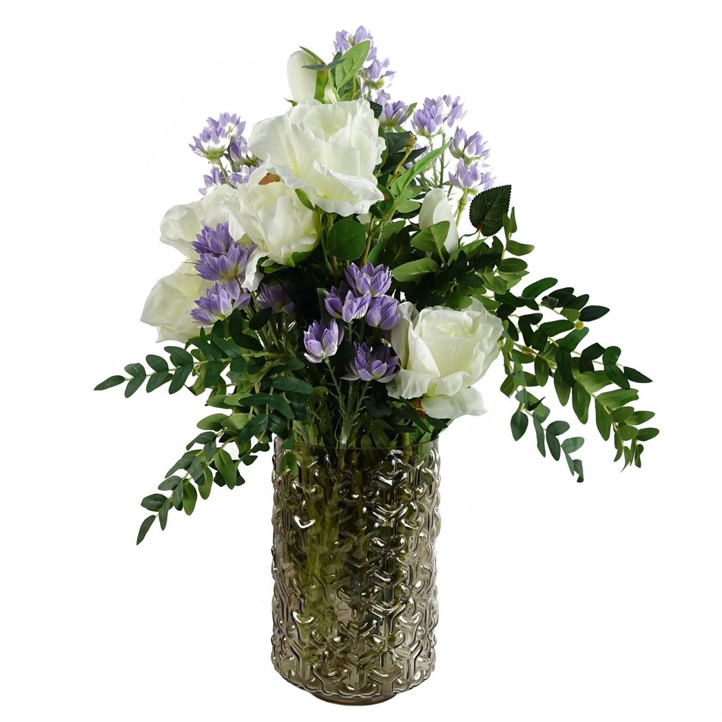Pack of 6 Artificial Purple Starflower Stems, 60cm with 30 Silk Flowers – Home Floral Decor