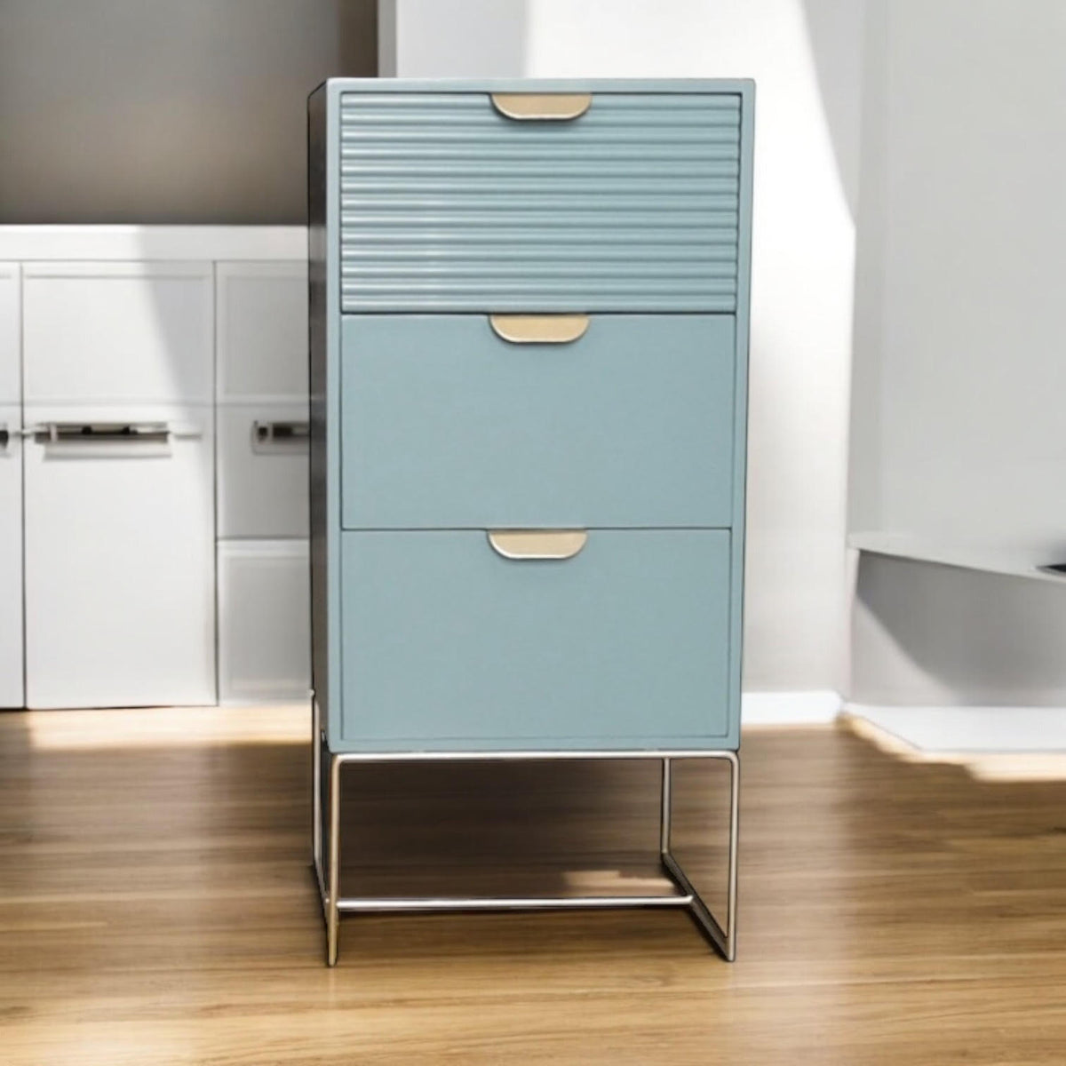 Wooden 3-Drawer Bedside Table with Smooth Glide Slides – Compact Bedroom Storage Nightstand, Green