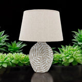 Minimalist Textured Ceramic Table Lamp with Fabric Shade – In-Line Switch, 1m Cable Bedside Lamp