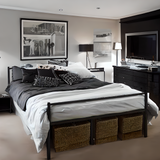 Extra Strong Double Metal Bed Frame – Heavy-Gauge Steel Construction, Classic Design, Black