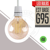 Ledsone 5-Pack E27 G95 Dimmable LED Edison Bulbs – Vintage Amber Glass Filament Lamps, 2700K Warm White