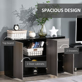 Gloss & Matte Side Cabinet with 2 Doors & 2 Drawers – Home Office Storage, Grey & Black