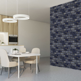 Arthouse Metallic Brick Wallpaper with Gold Highlights – Paste the Paper Feature Wall Covering, Navy and Gold