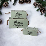 AcaciaHome Vintage Wooden Merry Christmas Storage Crate Set with Sturdy Handles – Festive Rustic Decor