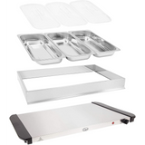 Quest Large 3-Section Buffet Server with Warming Plate – Pack of 2 Food Warmers for Parties and BBQs