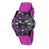 Henley Ladies Sports Watch – Round Matt Black Dial, Purple Silicone Strap