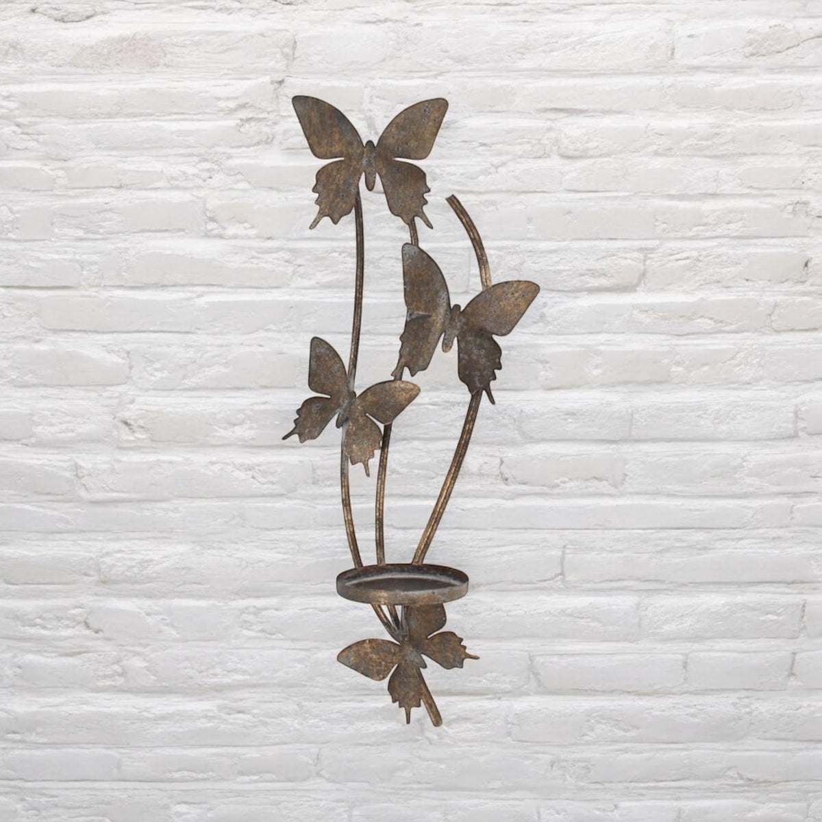 Gold Butterfly Wall-Mounted Candle Holder – 9cm Metal Wall Decor Accent