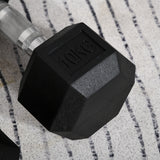 HOMCOM Hexagonal Dumbbell Set, 2 x 10kg with Knurled Handles – Anti-Roll Hand Weights for Home Gym