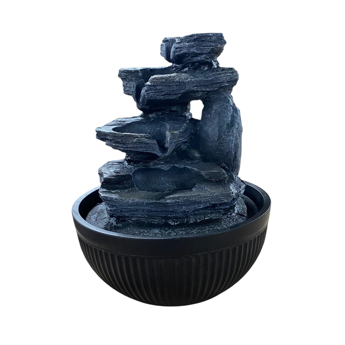 Water Feature Indoor Outdoor LED Fountain with Pump – Polyresin Waterfall Garden Decor, Golden Waterfall
