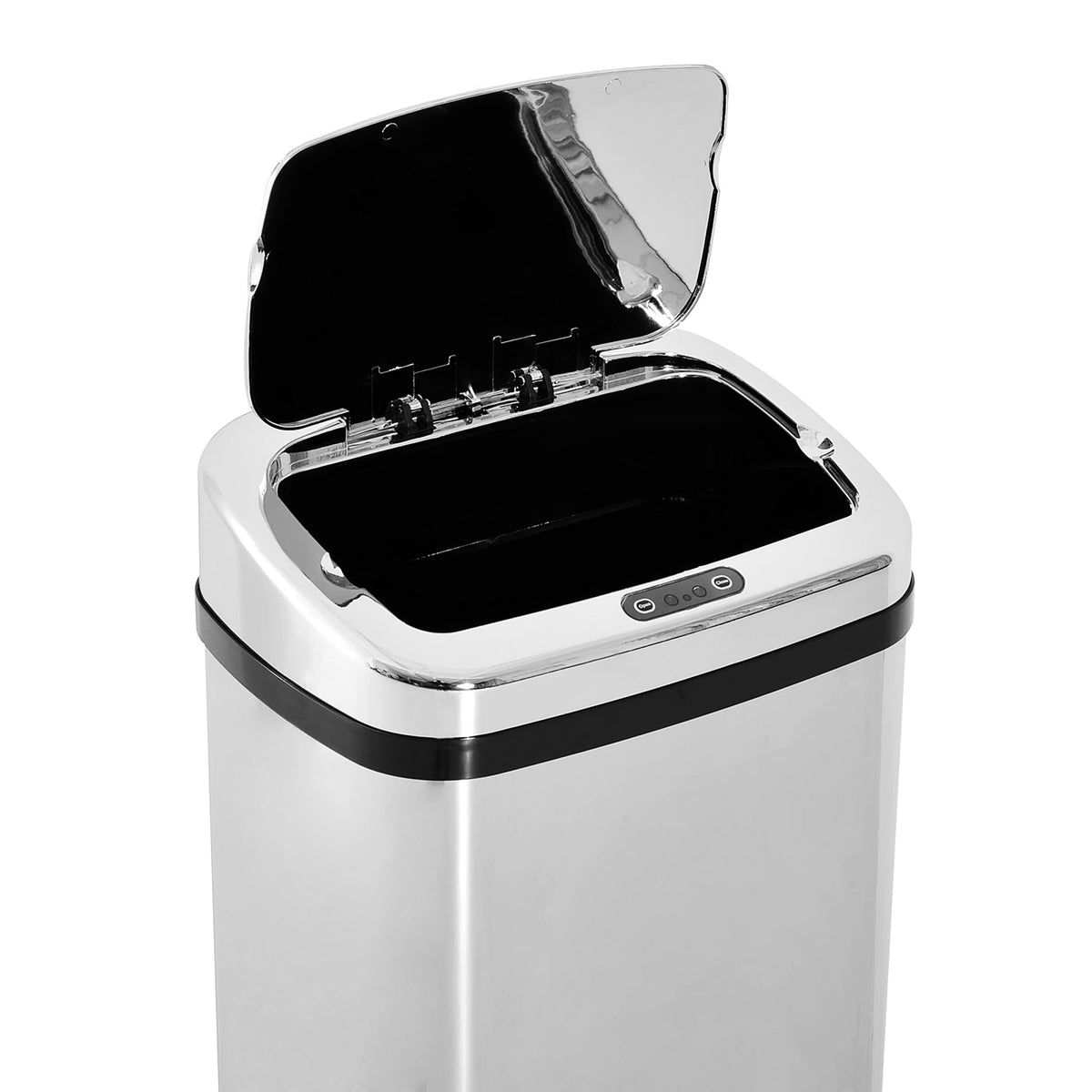 HOMCOM 50L Motion Sensor Kitchen Bin with Touch-Free Lid – Lightweight ABS Waste Bin, Silver & Black
