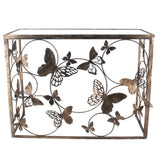 AcaciaHome Gold Butterfly Console Table with Glass Top – Art Deco Metal Sideboard for Living Room or Hallway