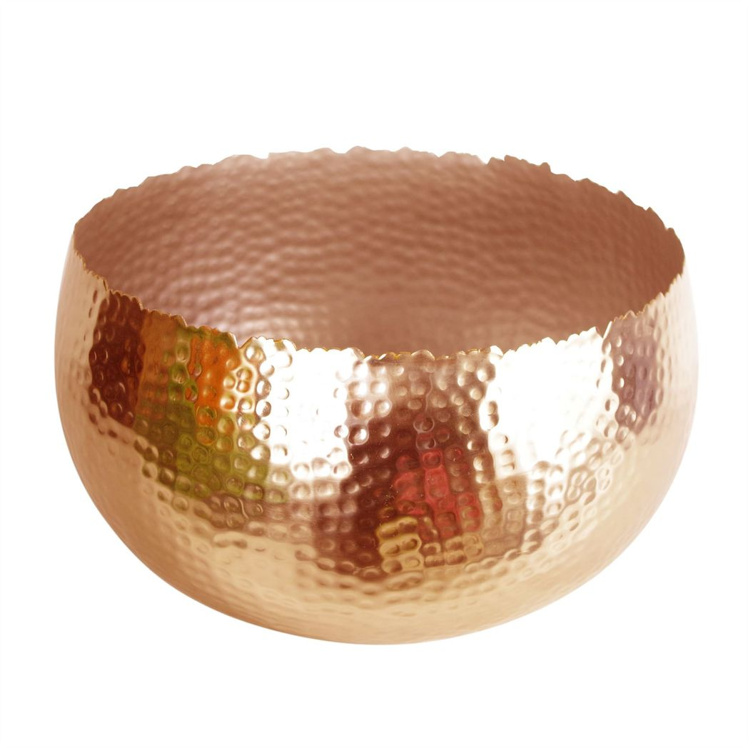 Leaf Artificial Christmas Poinsettias, Set of 3 x 40cm, with Large Copper Curved Metal Planter