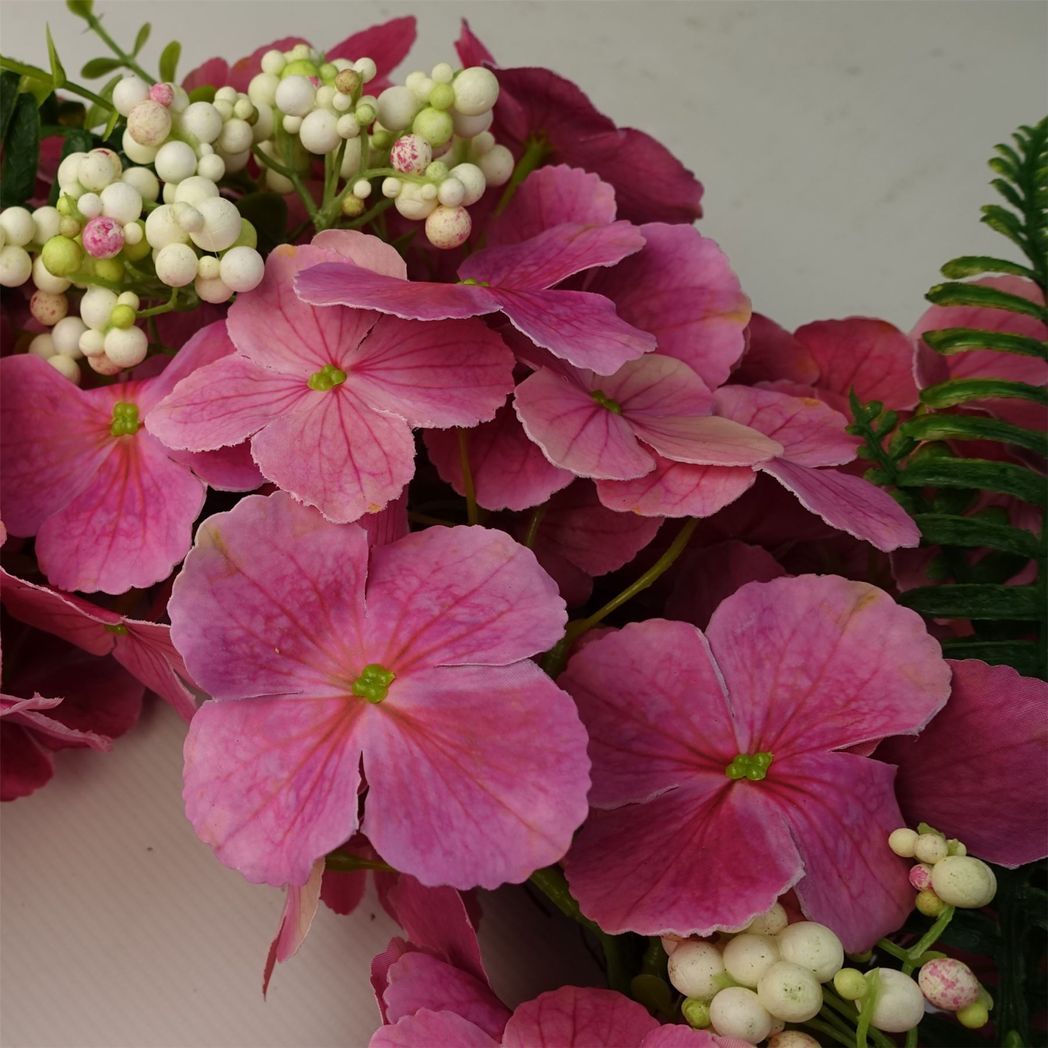 Leaf Design Large Artificial Pink Blossom Wreath, 40cm – Luxury Floral Door Decoration