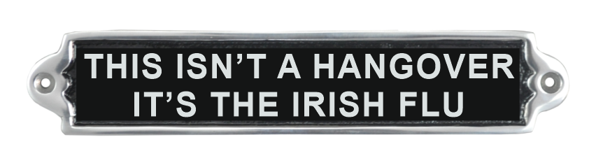 'Irish Hangover' Cast Aluminium Door Sign, 25cm – Wall Decor Gift for Home, Office or Man Cave